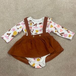 Cat & Jack Long Sleeve with Corduroy Overall Skirt 0-3M